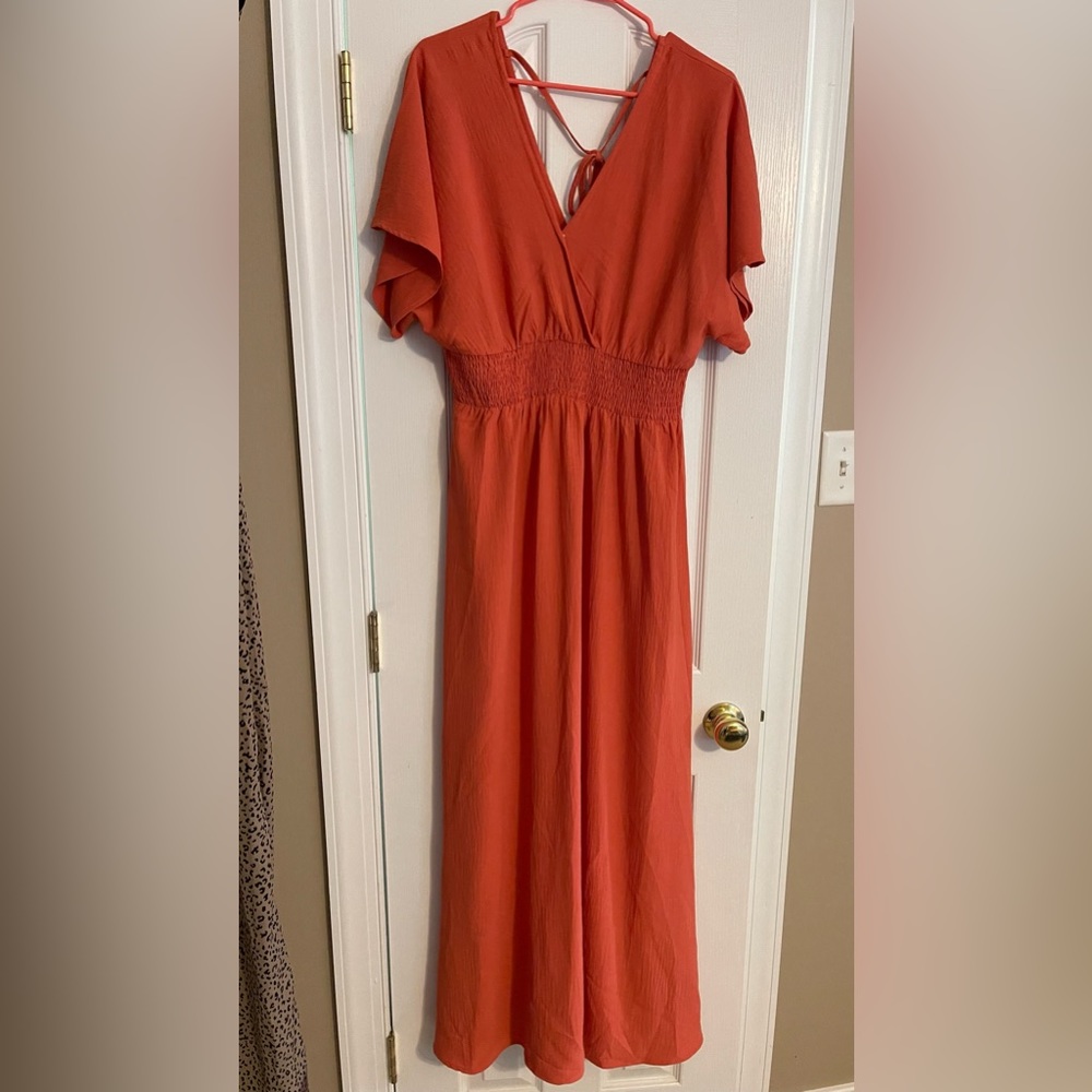 ODDY Coral Woven Wrap dress NWT